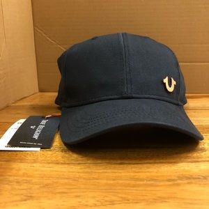 True Religion Baseball Hat Cap Navy/Rose Gold
